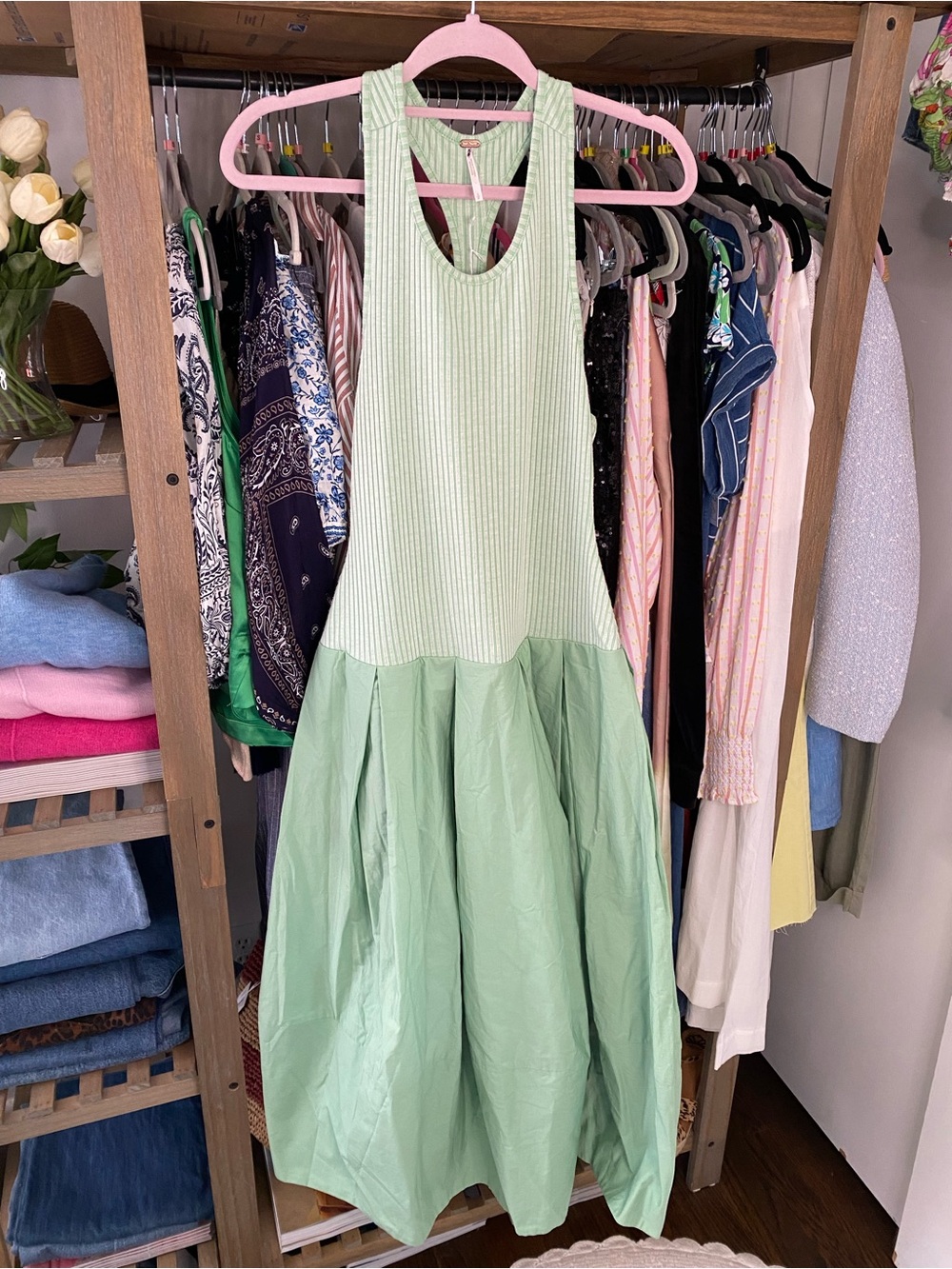 FREE PEOPLE Mint Ribbed Razor Back Pear Shape Sun Dress! 👗 - Picture 10 of 16